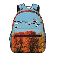 Hunting Flying Wild Ducks and tree print Lightweight Bookbag Casual Laptop Backpack for Men Women College backpack