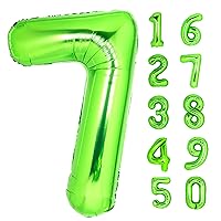 40 Inch Giant Light Green Number 7 Balloon, Helium Mylar Foil Number Balloons for Birthday Party, 7th Birthday Decorations for Kids, Anniversary Party Decorations Supplies (Light Green Number 7)