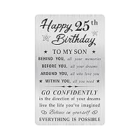 25th Birthday Card for Son, 25 Year Old Gifts for Son Engraved Wallet Card