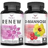 VALI D-Mannose Renew PMS Bundle - Urinary Tract Health and Cleanse with D-Mannose, Cranberry & Hibiscus and PMS Relief Supplement for Women’s Menstrual Cycle Vitamins & Herbal Support