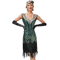 Women’s 1920s Flapper Dress Vintage Sparkle Sequins Fringe Gatsby Tassels Dresses Wedding Party Cocktail Evening Gown