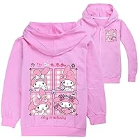 Toddler Girls Cute Cartoon Hoodies-My Melody Lightweight Zipper Jackets Lightweight Casual Comfy Full Zip Sweatshirts