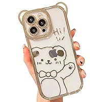 Cute Clear Case Compatible with iPhone 11, Plated Cartoon Pattern Girly Bear Shape Shockproof TPU Slim Slip-Resistant for Women Girls 6.1