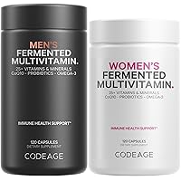Codeage Daily Multivitamin Bundle: Women's & Men's Multivitamins, B-Vitamins, Probiotics, Food-Based Blends, 120 Capsules Per Bottle