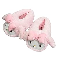 Anime Cinnamoroll Fuzzy Slippers House Melody Slippers Closed Toe Open Back Foam Kuromi Slippers with Rubber Sole for Women Man