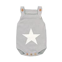 Newborn Infant Baby Boy Girl Knitted Rompers Bodysuit Straps Sleeveless Jumpsuits Fall Clothes-Gray 18-24 Months