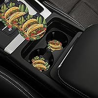 Tacos Car Cup Holder Coasters 2 Pack Auto Anti Slip Insert Coaster with A Finger Notch Rubber Cup Mat Drink Pad Universal Car Interior Accessories