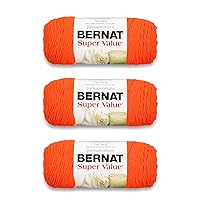 Bernat Super Value Carrot Yarn - 3 Pack of 198g/7oz - Acrylic - 4 Medium (Worsted) - 426 Yards - Knitting, Crocheting & Crafts