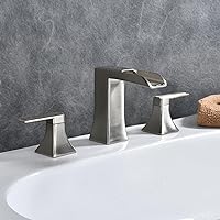 Waterfall Roman tub Faucet with Valve, 2-Handle Widespread Tub Filler,Waterfall Bathroom Faucets for Sink 3 Hole,2 Handles Brushed Nickel Bathroom Faucet,Modern Bathroom Faucets