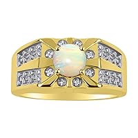 Rylos Mens Rings 14K Yellow Gold Designer Starburst 7MM Oval Gemstone & Genuine Sparkling Diamond Ring Color Stone Birthstone Rings For Men, Men's Rings, Gold Rings Sizes 8,9,10,11,12,13