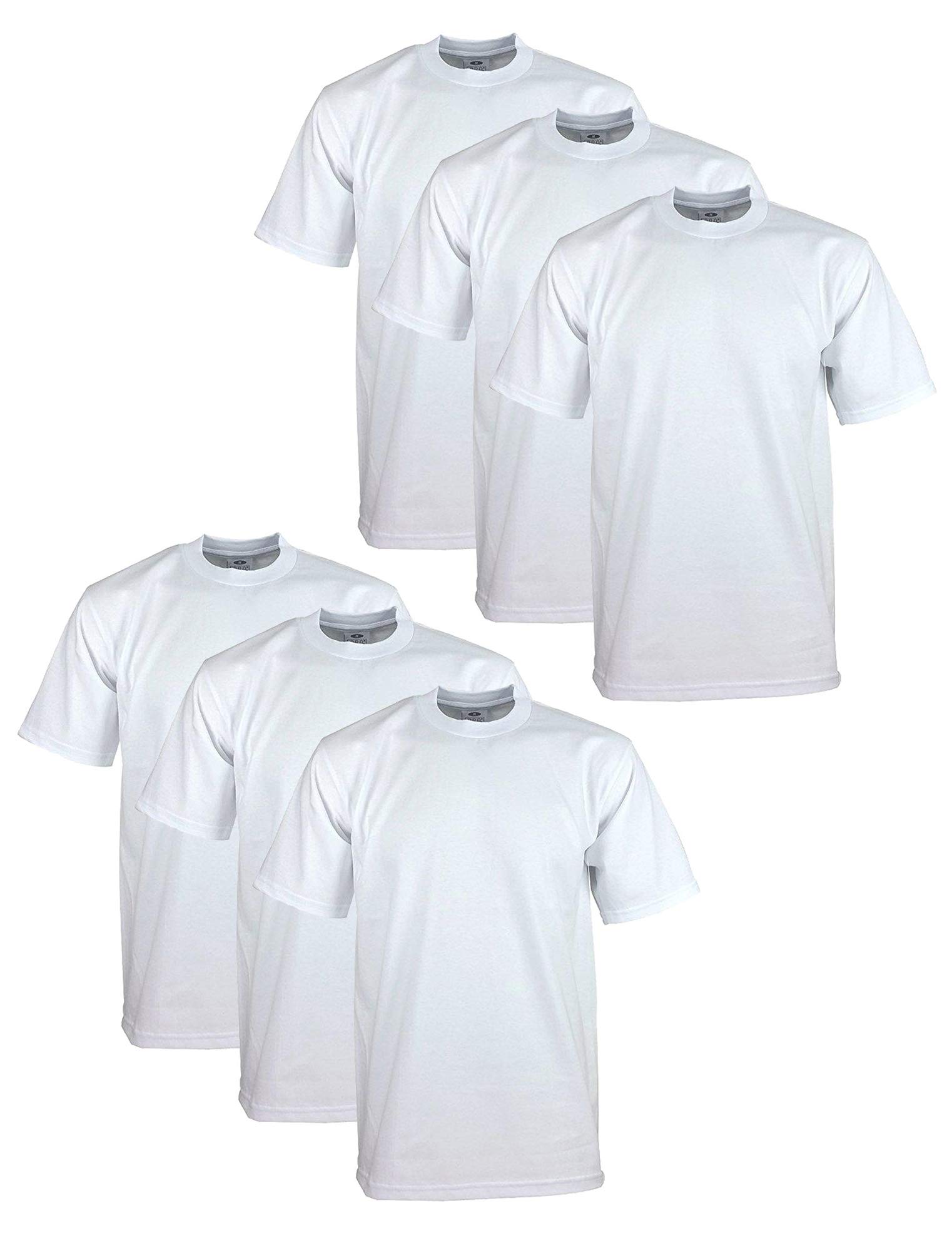 Pro Club Men's 6-Pack Heavyweight Cotton Short Sleeve Crew Neck T-Shirt