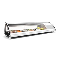 KoolMore 60 in. Glass Sushi Display Case Refrigerator ETL Listed with Stainless Steel Trays, Countertop Storage with Rear Access, Temperature Control, and LED Lighting in White (KM-SR60-WH)