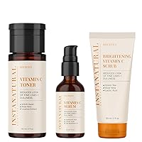 InstaNatural Vitamin C Face Toner, Serum, and Brightening Scrub Bundle, Brightens and Reduces Signs of Aging, Fine Lines and Wrinkles, with Botanical Extracts