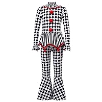 iiniim Kids Girls Scary Killer Clown Costume Circus Role-play Fancy Dress Up for Halloween Carnival