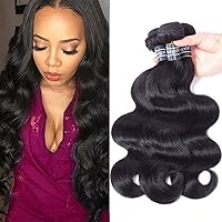 Hair Brazilian Virgin Body Wave Weft 3 Bundles 300g(10 12 14 inch,Natural Black)8A 100% Unprocessed Brazilian Body Wave Human Hair Weave for Black Women