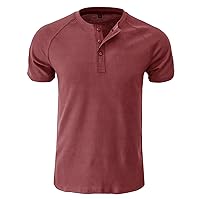 Henley Shirts for Men Waffle Short Sleeve V Neck Casual Fitted Tees Muscle Fit Blouses Sports Gym Workout Casual Tops