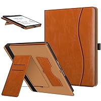 Fintie Stand Case for Kindle Scribe (2022 Released) 10.2 Inch Tablet - Premium PU Leather Stand Cover Auto Sleep/Wake with Card Slot and Pen Holder, Brown