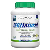 ALLMAX ISONATURAL Whey Protein Isolate, Vanilla - 5 lb - 27 Grams of Protein Per Scoop - Zero Fat & Sugar - 99% Lactose Free - With Prebiotics - No Artificial Flavors - Approx. 73 Servings