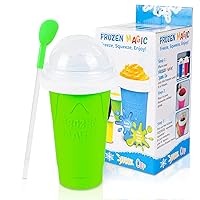 Slushy Maker Cup - TIK TOK Quick Frozen Magic Cup, Double Layers Slushie Cup, DIY Homemade Squeeze Icy Cup, Fasting Cooling Make And Serve Slushy Cup For Milk Shake, Smoothies, Slushies - Green