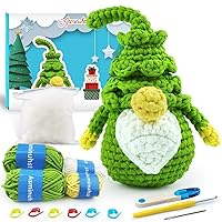 Crochet Kit for Beginners with Crochet Yarn - Christmas Tree Gnome Amigurumi Crochet Kit with Step-by-Step Video Tutorials for Adults and Kids