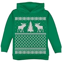 Old Glory Moose Ugly Christmas Sweater Green Toddler Hoodie