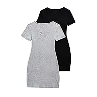 SOLY HUX Girl's 2 Piece Notched Neck Short Sleeve Ribbed Knit Bodycon Mini Dress