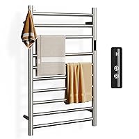 YITAHOME Towel Warmers for Bathroom Electric Towel Rack,10 Bars Wall Mounted Heated Towel Rack for Bathroom with LED Indicator, 5-Level Temperature and 1-8H Timer Setting, Plug-in/Hardwired, Silver