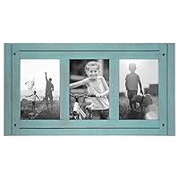 Americanflat 4x6 Triple Picture Frame in Turquoise Blue - Distressed Wood Decorative Family Picture Frame with Polished Glass, Includes Hanging Hardware for Wall, and Easel for Tabletop Display