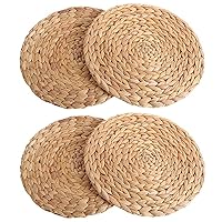 4 Pc Natural Water Gourd Woven Placemat Round Woven Rattan Table Mat Water Gourd Placemat Round Pad Woven Green Tropical Wedding