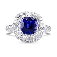 Leibish & co 3.67Cts Sapphire Side Diamonds Engagement Halo Ring Set in Platinum Platinum Real Birthday Gift For Her Natural Engagement Wedding Loose Stone Anniversary
