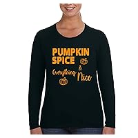 Women's Tee Halloween Pumpkin Spice Everything Nice Fun Party Long Sleeve T-Shirt