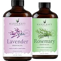 Rosemary Essential Oil and Lavender Essential Oil Set – Huge 4 Fl. Oz – 100% Pure and Natural Essential Oils – Premium Therapeutic Grade with Premium Glass Dropper