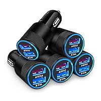 Fast Car Charger, [5Pack] Quick Charging 5.4A/30W Phone USB Car Charger Adapter Rapid Plug 2 Port Cigarette Lighter Charger Flush Compatible Samsung, Tablet, iPhone, iPad, LG