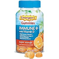 Emergen-C Gummies Immune Plus Vitamin D, Super Orange, 45 Gummies (Pack of 2)
