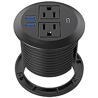 Recessed Power Grommet with AC Outlets, 20W Fast Charging USB-C Port - Flush-Mount for Desktop,Workspace Essential Desk Outlet