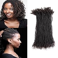 Originea 8-18 Inch 0.1cm Thickness Curly Tips Interlocked sisters Locs 100% Real Human Hair Micro loc Extensions Permanent Dreadlock Extensions Natural Looking Locs (1B#, 12 Inch 70 Strands)