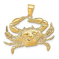 10k Gold Blue Crab Pendant Necklace Measures 32.5x31mm Wide Jewelry for Women