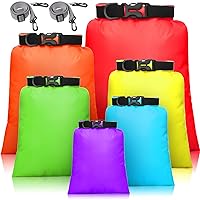 6 Pieces Waterproof Dry Bag Set Lightweight Combo Set with 15 L, 8 L, 5 L, 4 L, 3 L, 2 L Sacks and 2 Long Adjustable Shoulder Strap for Kayaking, Rafting, Boating, Hiking, Camping (Mixed Color)