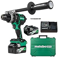 Metabo HPT 36V MultiVolt Cordless ½-Inch Hammer Drill Kit 1,400 in-lbs. Max Torque Reactive Force Control Optional AC Adapter DV36DC