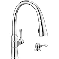Delta Faucet Spargo Pull Down Kitchen Faucet Chrome, Chrome Kitchen Faucets with Pull Down Sprayer, Kitchen Sink Faucet, Faucet for Kitchen Sink with Soap Dispenser, Chrome 19964Z-SD-DST