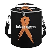 Leukemia Awareness Cylindrical Cooler Bag with Handle Portable Lunch Bags Adjustable Shoulder Straps Insulation Tote