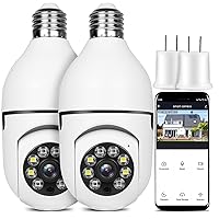 Light Bulb Security Camera Wireless Outdoor Indoor 2.4G WiFi Security Cameras for Home Security 360° Panoramic Camera Motion Detection and Alarm Two-Way Audio Based E27 Light Bulb Socket