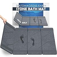 Foldable Stone Bath Mat, Non-Slip and Fast Drying Natural Diatomaceous Earth Bath Shower Mat, Multifunctional Eco-Friendly Stone Bath Mat, Easy to Clean, 23.35