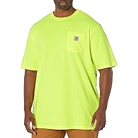 Carhartt mens Loose Fit Heavyweight Short-sleeve Pocket T-shirt K87 Workwear Regular and Big Tall Sizes , Brite Lime, Medium US