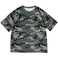 Men's Casual Loose Camouflage T-Shirt Camo Printed Short Sleeves Hipster Hip-Hop Heavyweight Tee