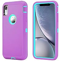for iPhone XR Case with Built in Screen Protector Heavy Duty Shockproof Full Body 3 in 1 Rugged Bumper for Women Man Protective Cover Phone Case for iPhone XR 6.1” Purple