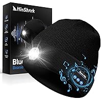 LED Bluetooth Beanie Hat, Dad Gifts from Wife, Son, Kids, Birthday Gifts for Men, Grandpa, Husband, Him, Gifts for Dad Who Wants Nothing, Gadgets Tools for Men Black