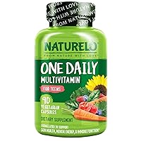 NATURELO One Daily Multivitamin for Teens - with Vitamins & Minerals for Teenage Boys & Girls - Supplement for Active Kids - Non-GMO - Vegan & Vegetarian - 90 Capsules