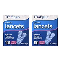 TRUEplus Sterile Lancets, 28 Gauge, 100 Count - 2 Pack