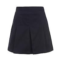 Girls' School Uniform Pleated Pull-on Scooter Skirt with Undershorts, Knit Waistband